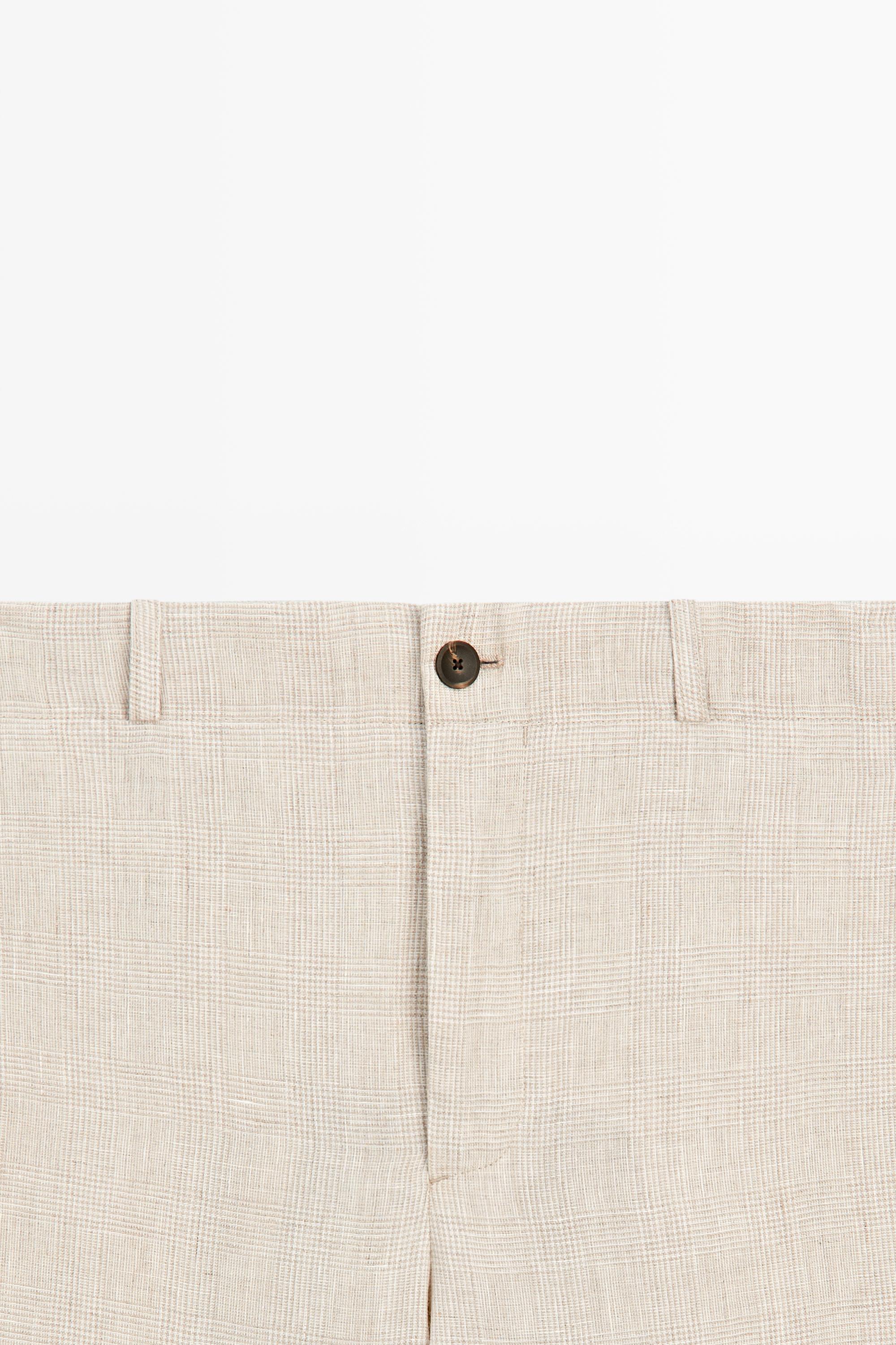 100% linen check pants